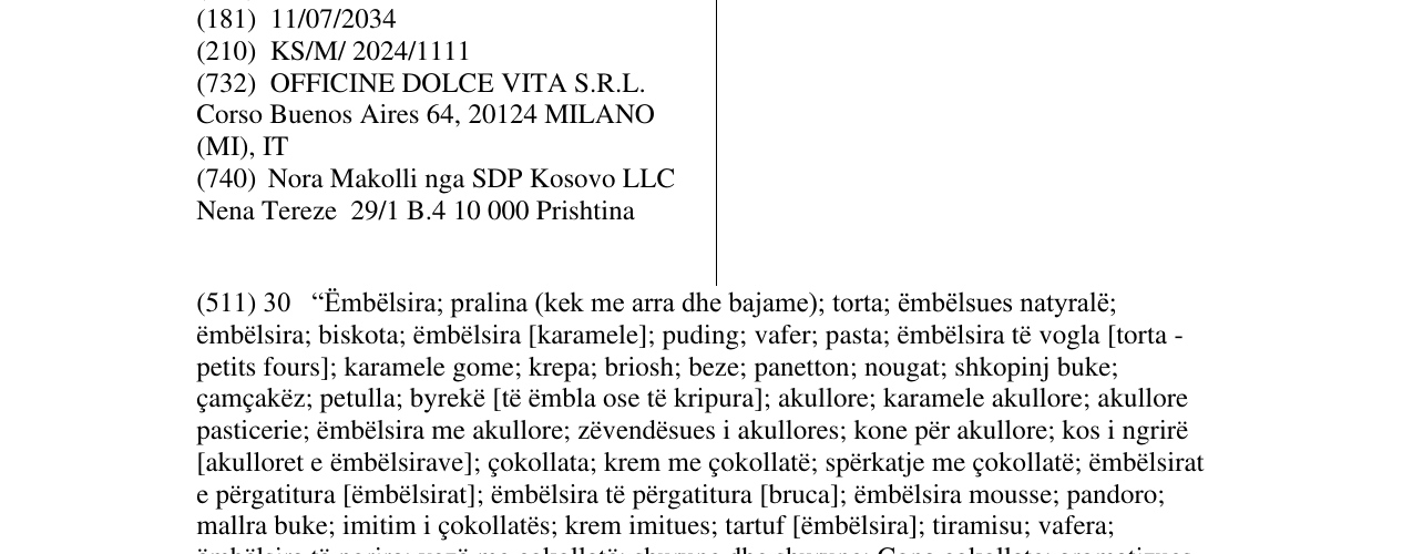 Zëri i markës MAESTRO MASSIMO në buletin