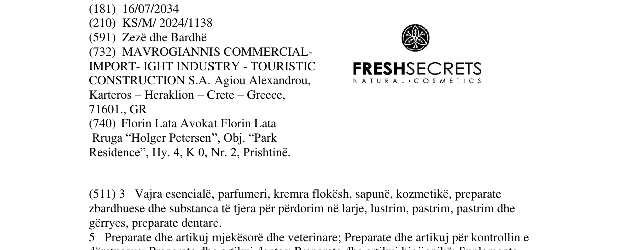 Zëri i markës FRESHSECRETS në buletin