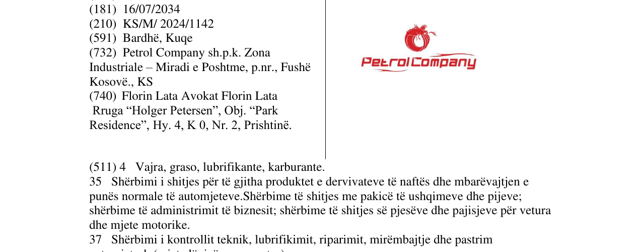 Zëri i markës petrol company në buletin