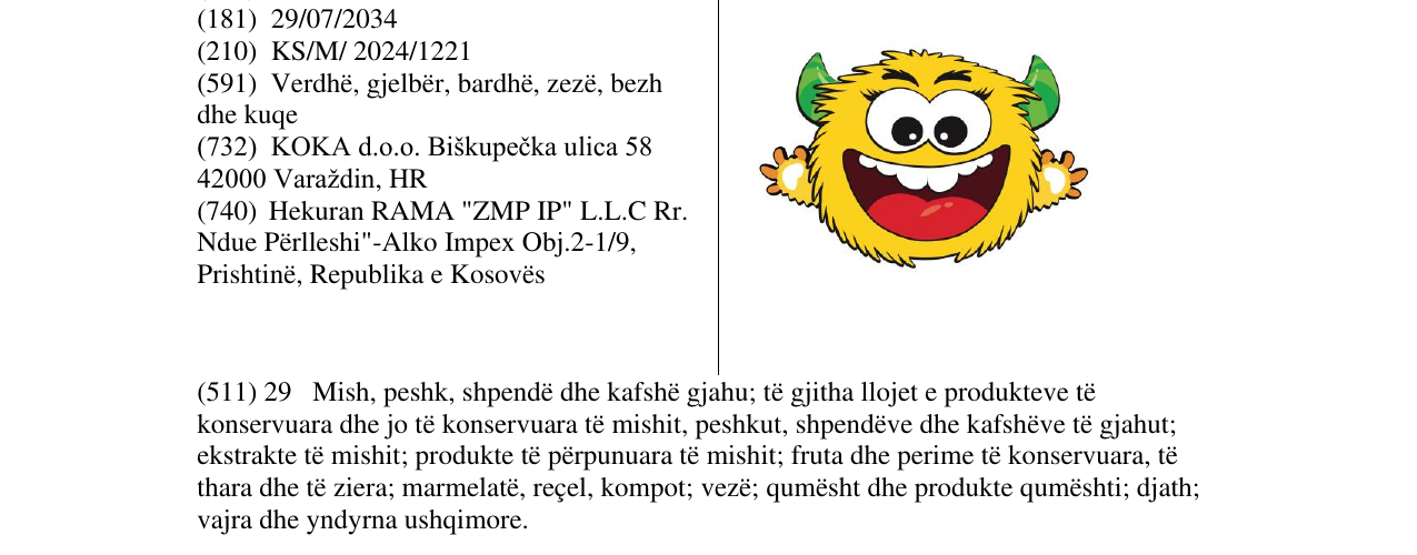 Zëri i markës KOKO MASKOTA në buletin