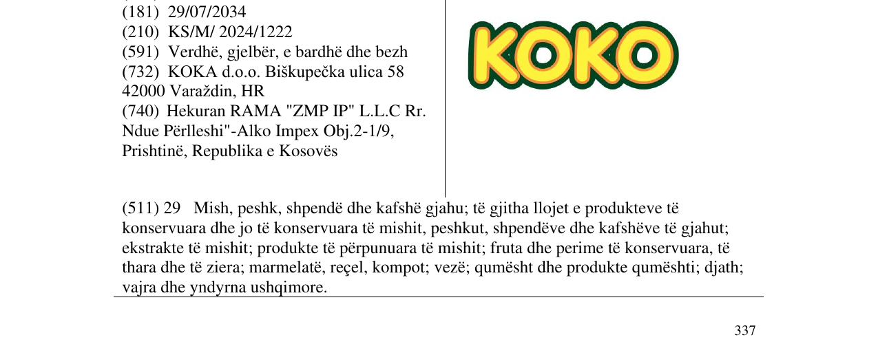 Zëri i markës KOKO në buletin