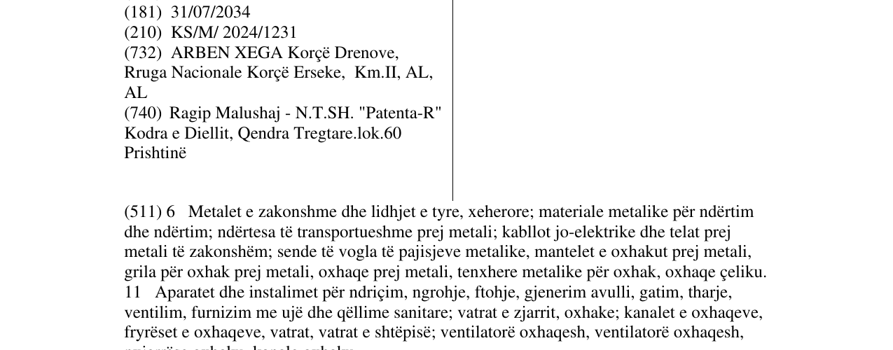 Zëri i markës Alpha Kaminetto në buletin