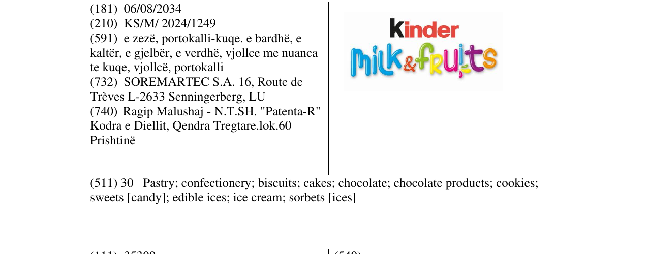 Zëri i markës kinder milk&fruits në buletin