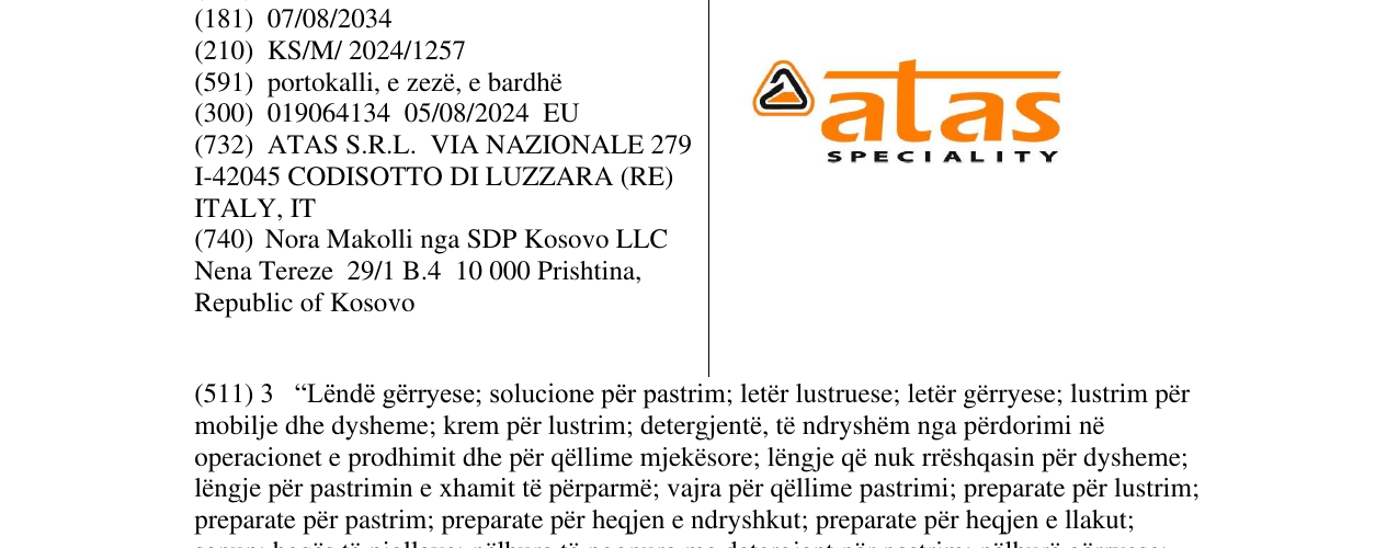 Zëri i markës atas SPECIALITY në buletin