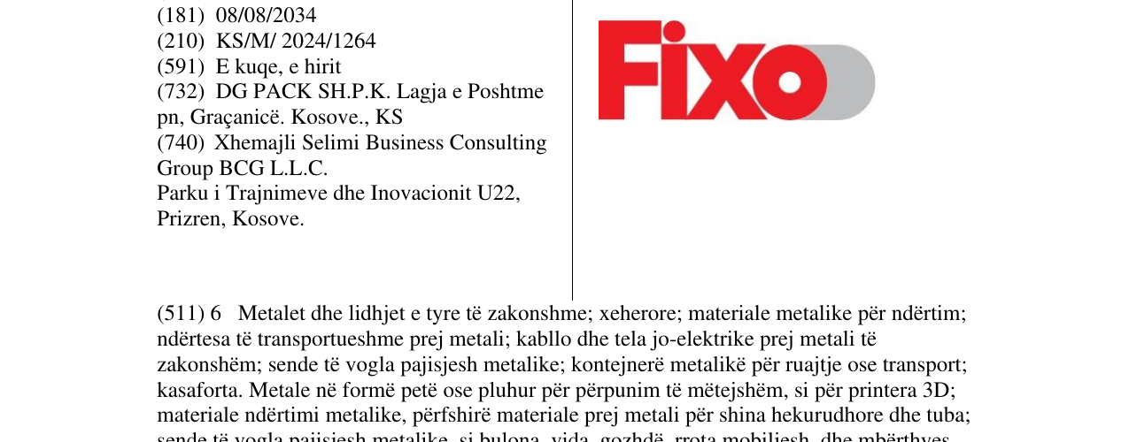 Zëri i markës Fixo në buletin