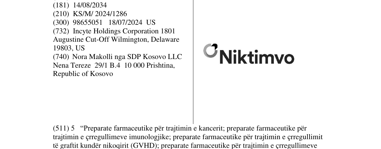 Zëri i markës Niktimvo në buletin