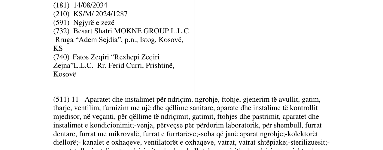 Zëri i markës MOKNE në buletin