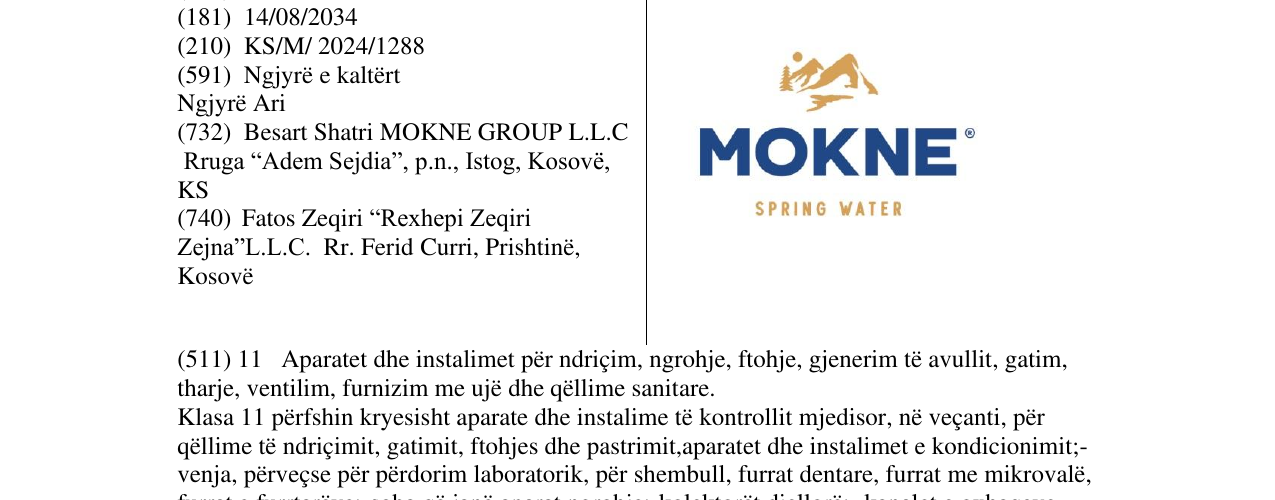 Zëri i markës MOKNE në buletin