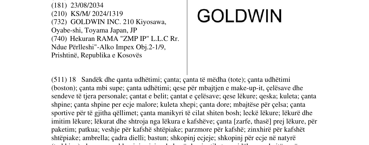 Zëri i markës GOLDWIN në buletin