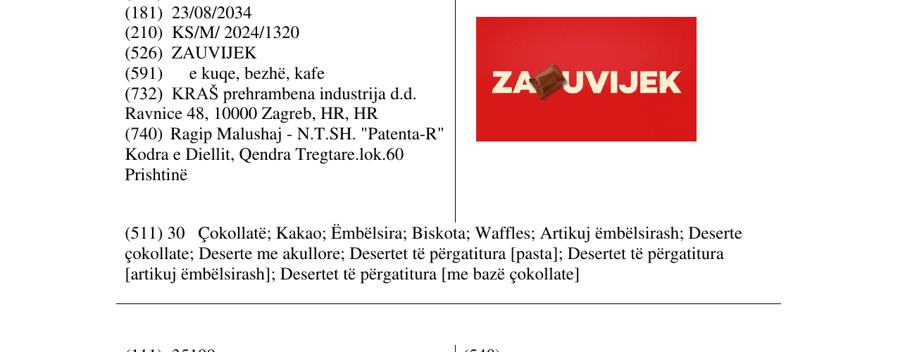 Zëri i markës ZAUVIJEK në buletin
