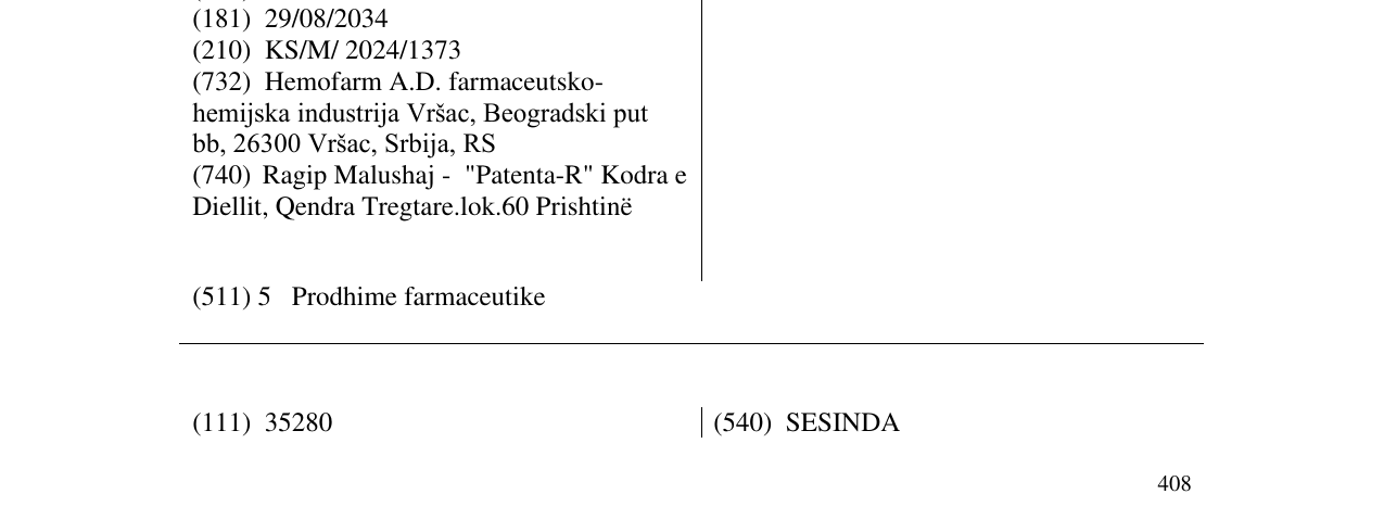 Zëri i markës PASTINDA në buletin