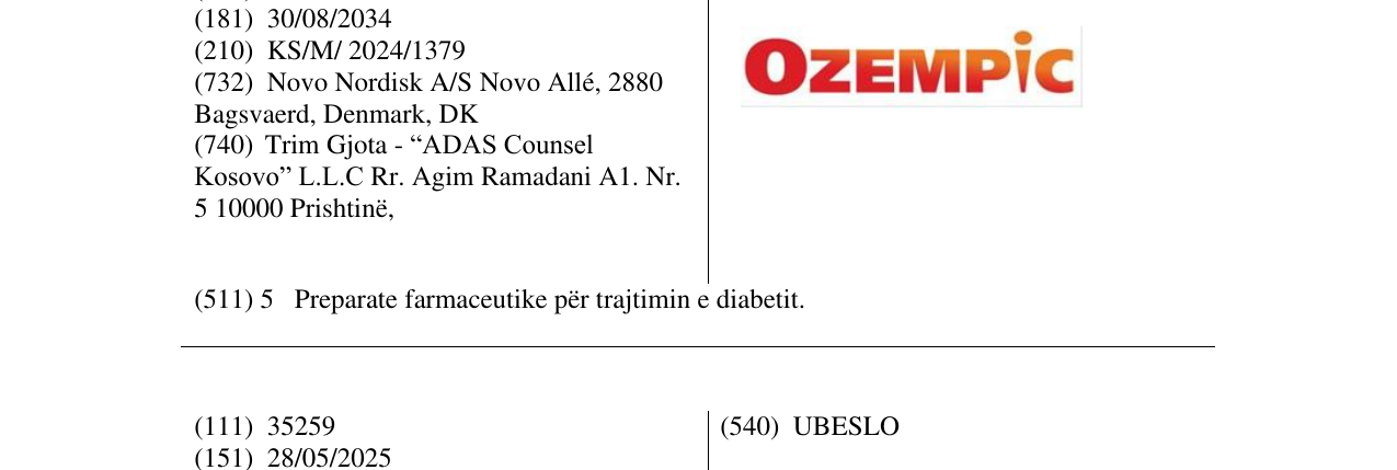 Zëri i markës OZEMPIC në buletin