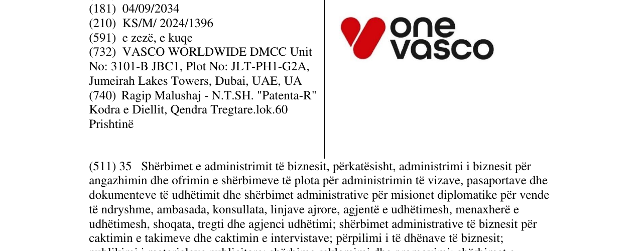 Zëri i markës one vasco në buletin