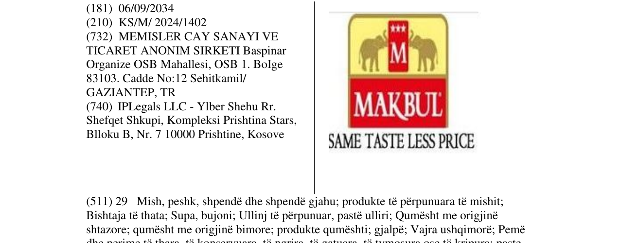Zëri i markës MAKBUL në buletin