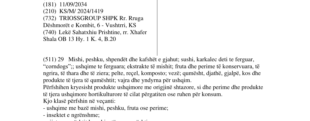 Zëri i markës TRIOSS GROUP në buletin