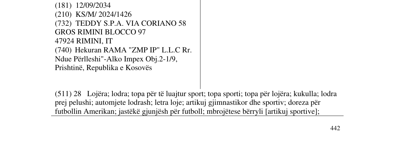 Zëri i markës TERRANOVA në buletin