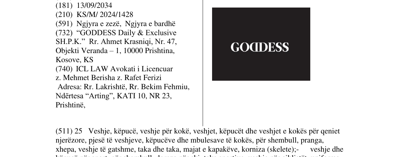 Zëri i markës GODDES në buletin