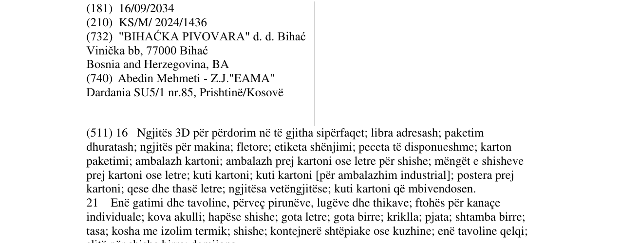 Zëri i markës PREMINGER në buletin