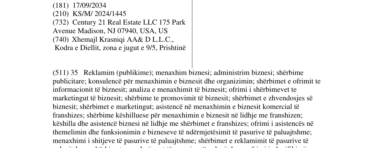Zëri i markës CENTURY 21 në buletin