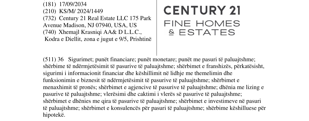 Zëri i markës CENTURY 21 FINE HOMES & ESTATES në buletin