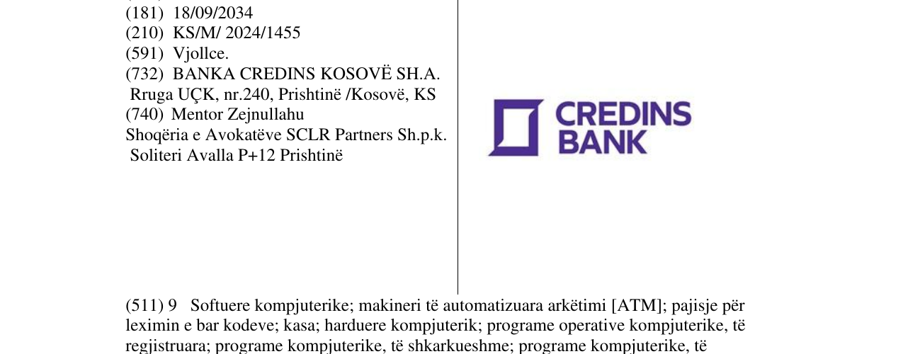 Zëri i markës CREDINS BANK në buletin