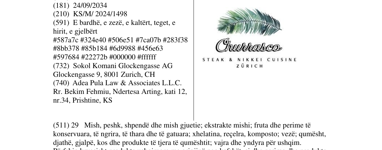 Zëri i markës churrasco STEAK & NIKKEI CUISISNE ZURICH në buletin