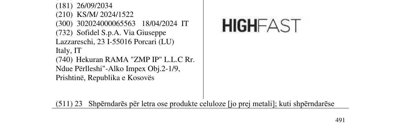 Zëri i markës HIGHFAST në buletin