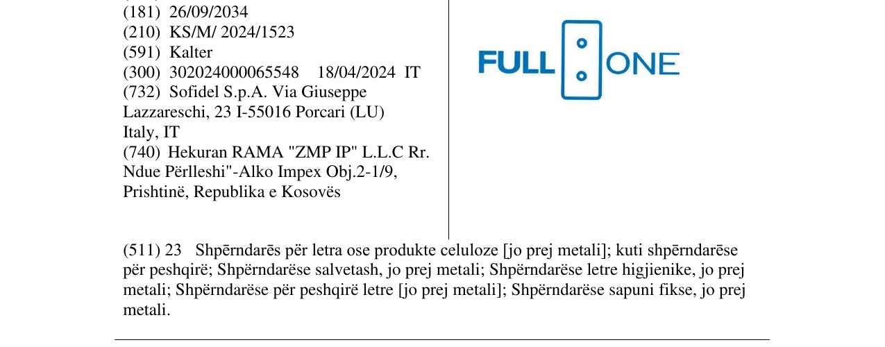 Zëri i markës FULL ONE në buletin