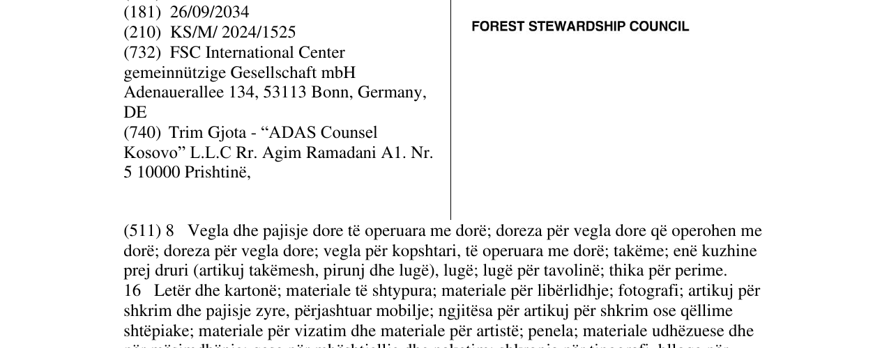 Zëri i markës FOREST STEWARDSHIP COUNCIL në buletin