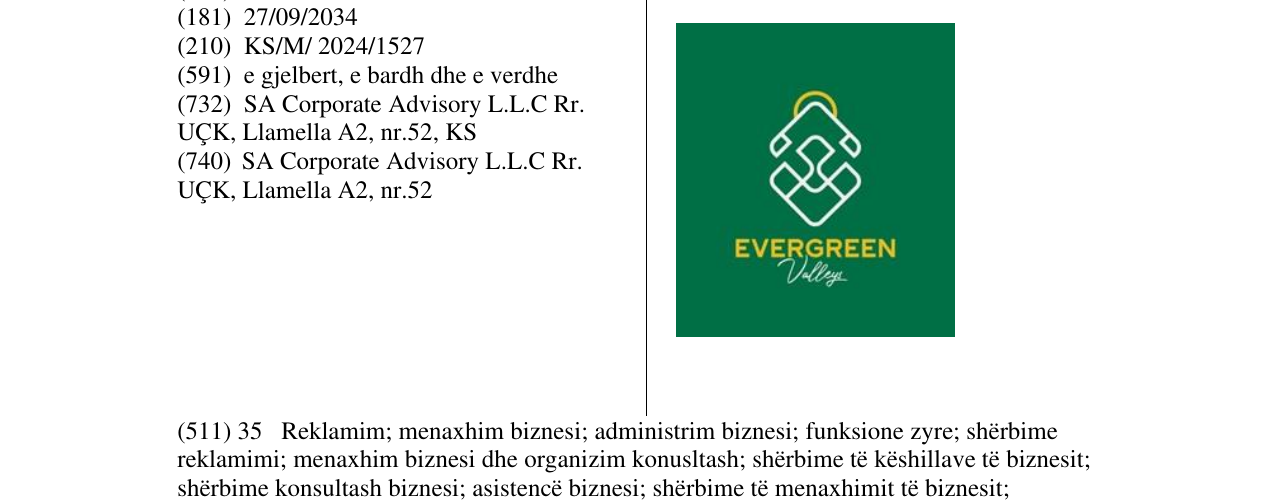 Zëri i markës EVERGREEN në buletin