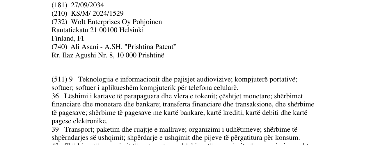 Zëri i markës WOLT në buletin