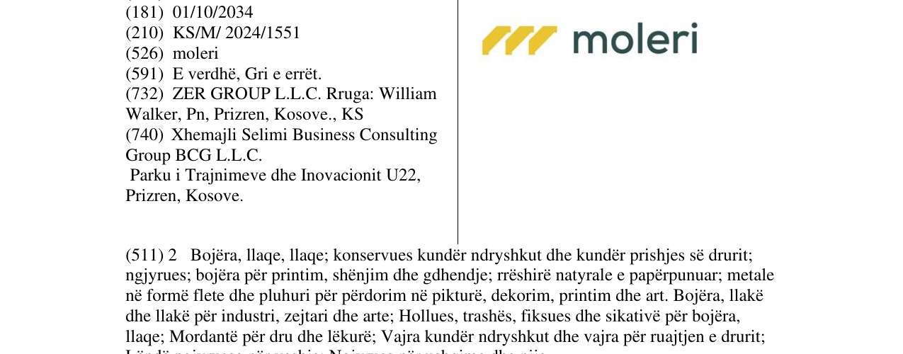 Zëri i markës moleri në buletin