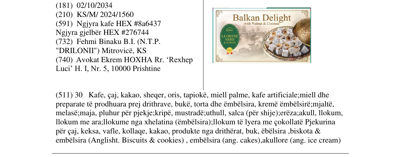 Zëri i markës BALKAN DELIGHT në buletin