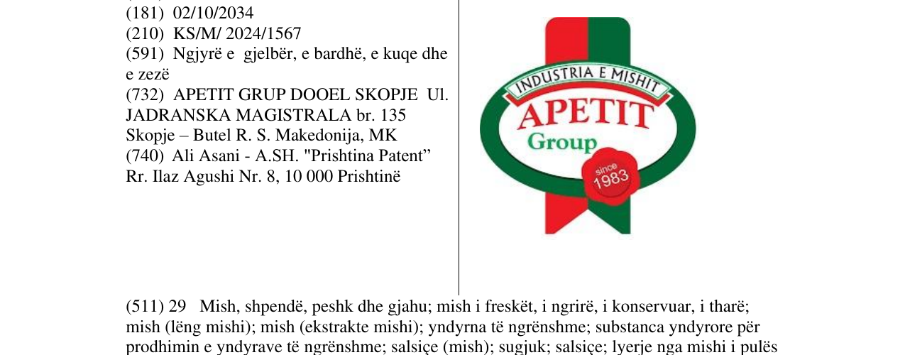Zëri i markës APETIT në buletin
