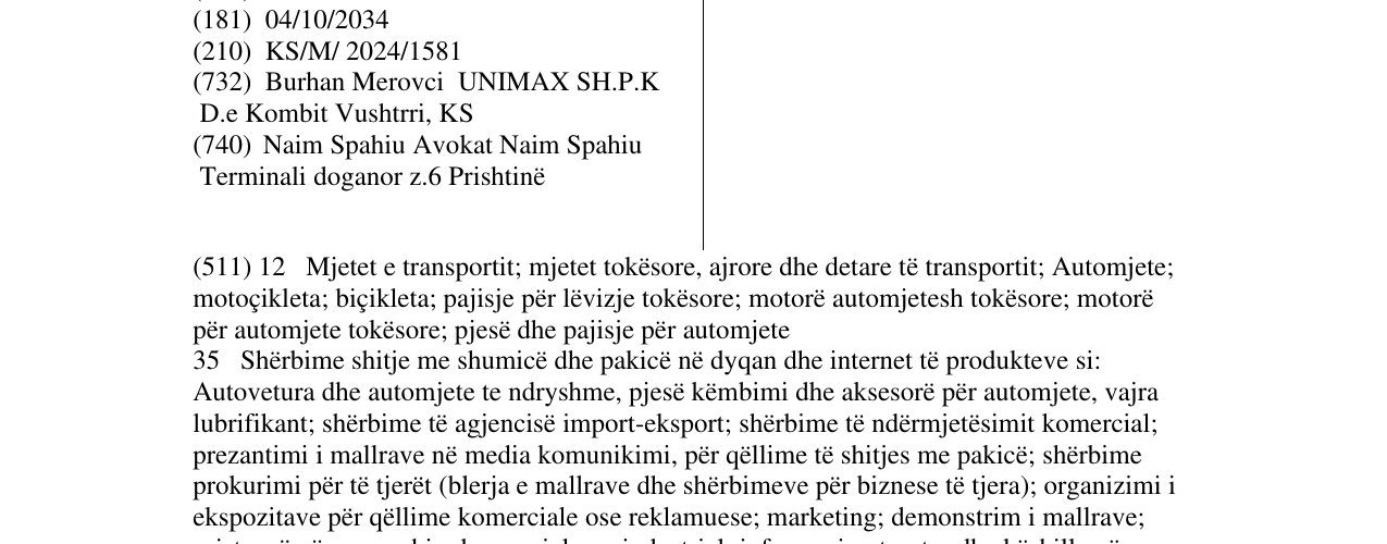 Zëri i markës UNIMAX në buletin