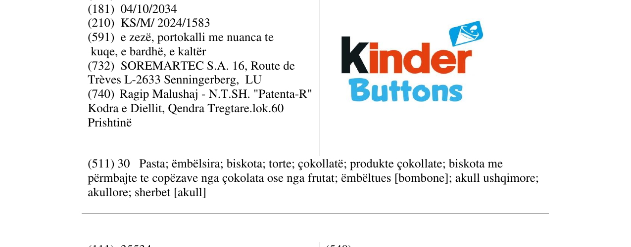 Zëri i markës Kinder Buttons në buletin