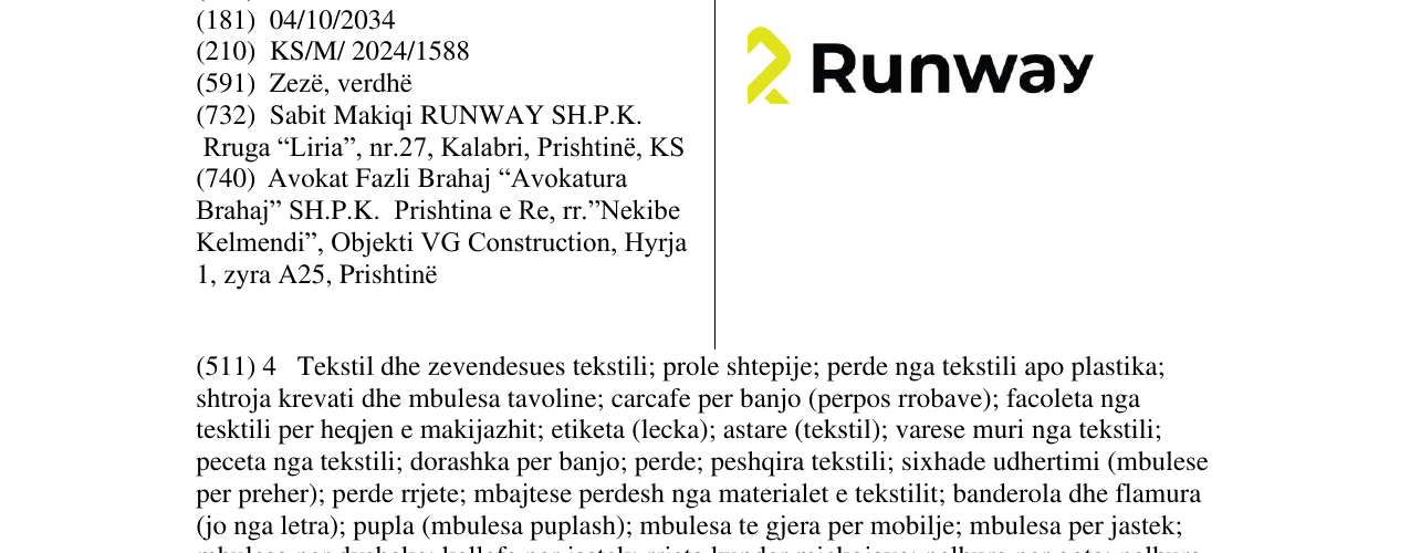 Zëri i markës Runway në buletin