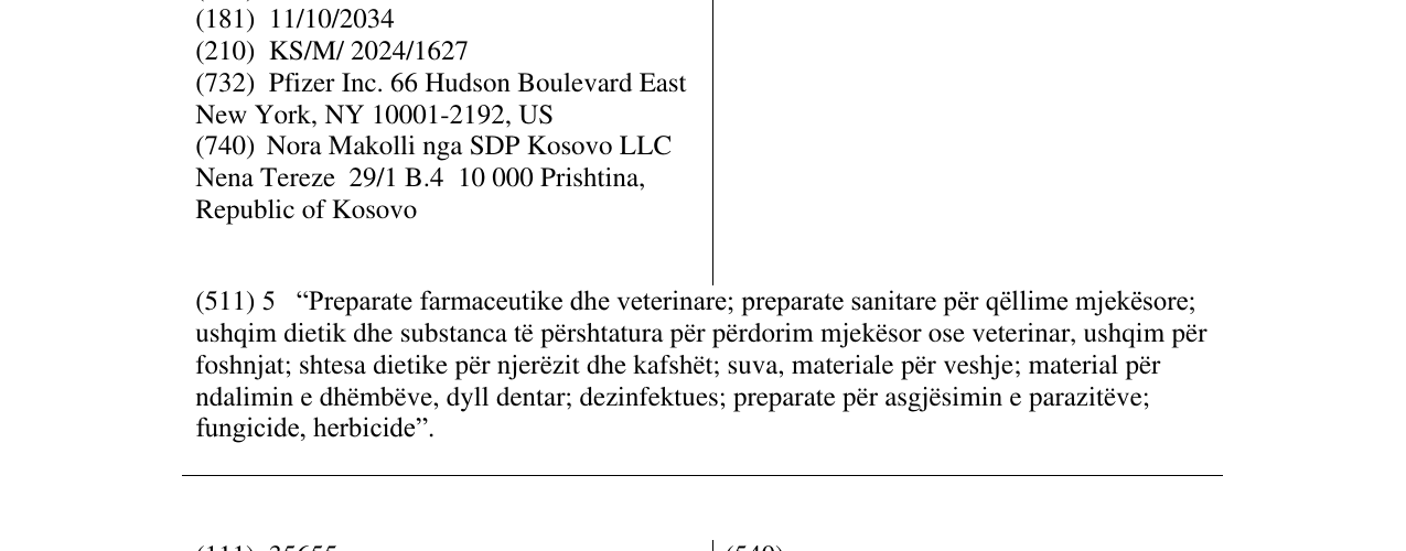 Zëri i markës ELREXFIO në buletin