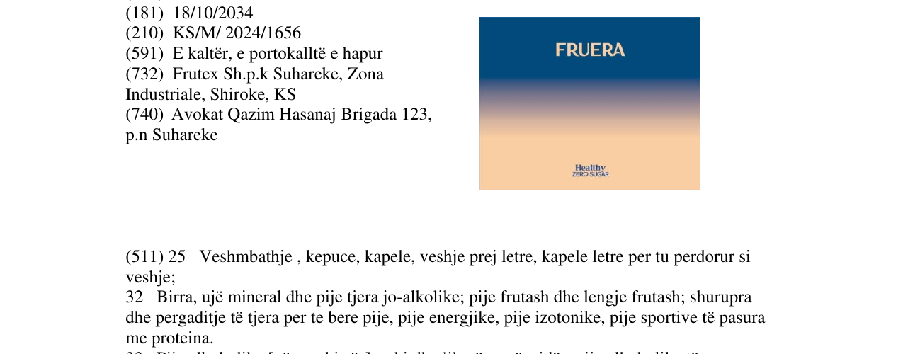 Zëri i markës FRUERA në buletin