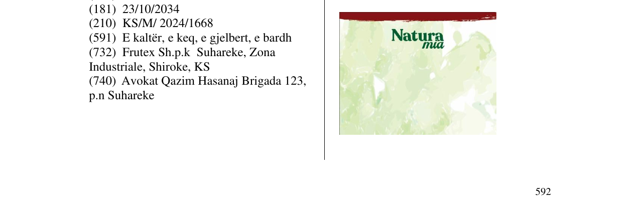Zëri i markës Natura mia në buletin