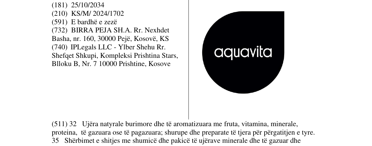Zëri i markës aquavita në buletin