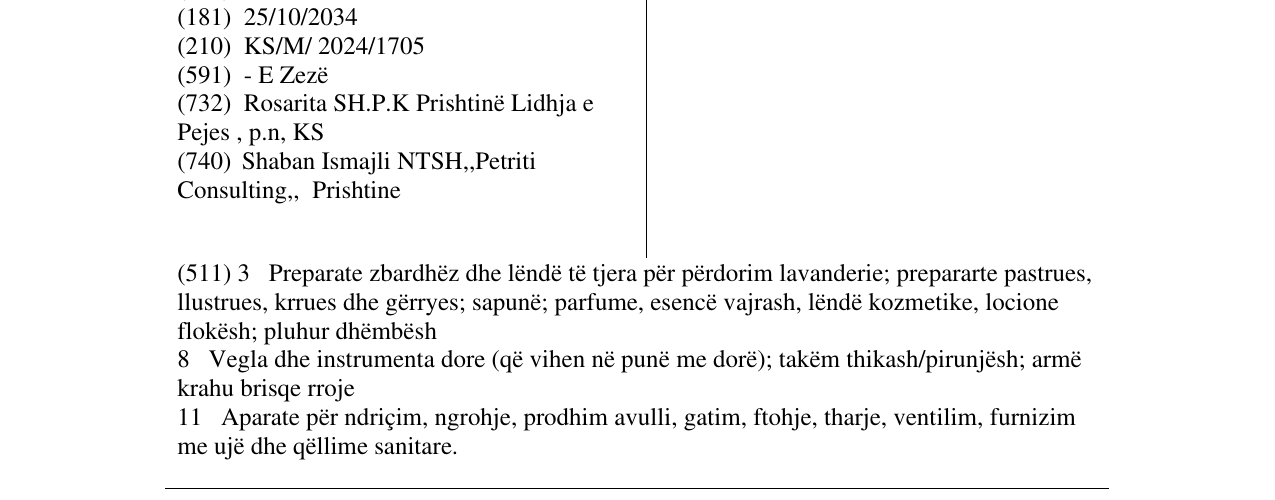 Zëri i markës Rosarita në buletin