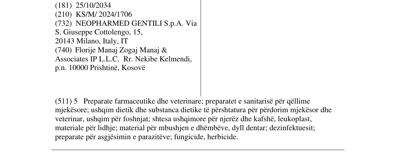 Zëri i markës CRISAORE në buletin