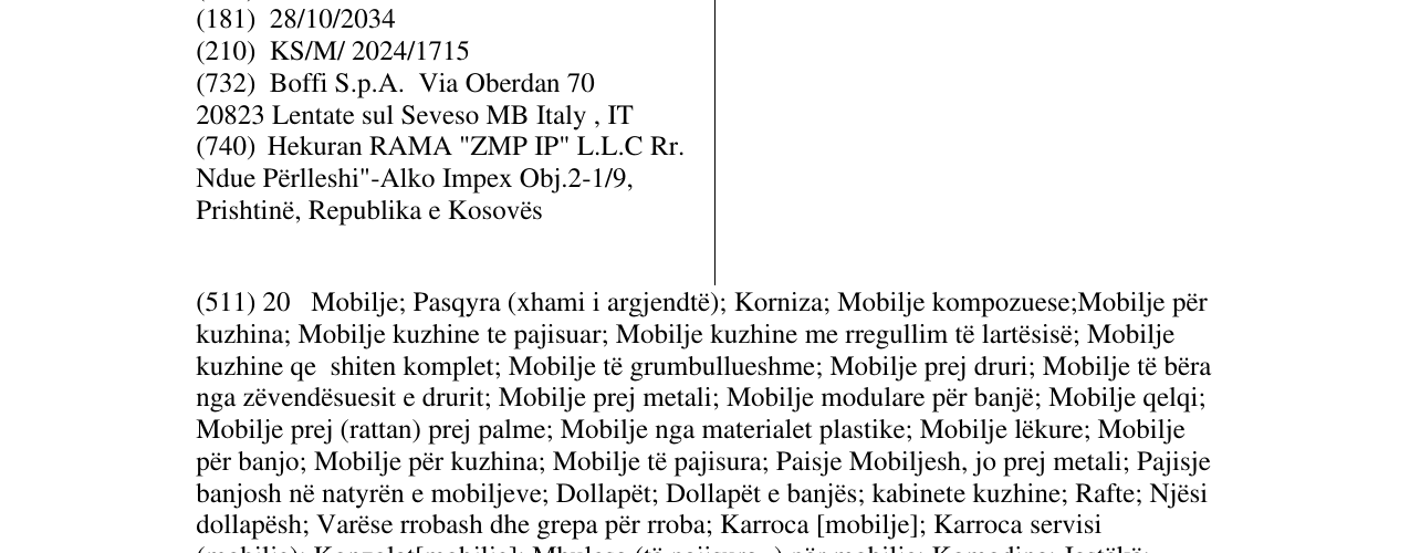Zëri i markës BOFFI në buletin