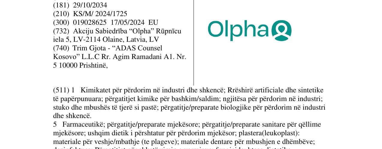 Zëri i markës Olpha në buletin