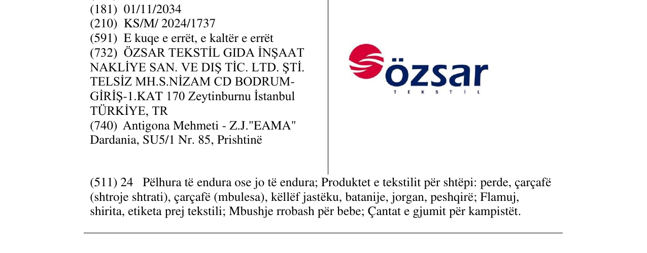 Zëri i markës OZSAR në buletin