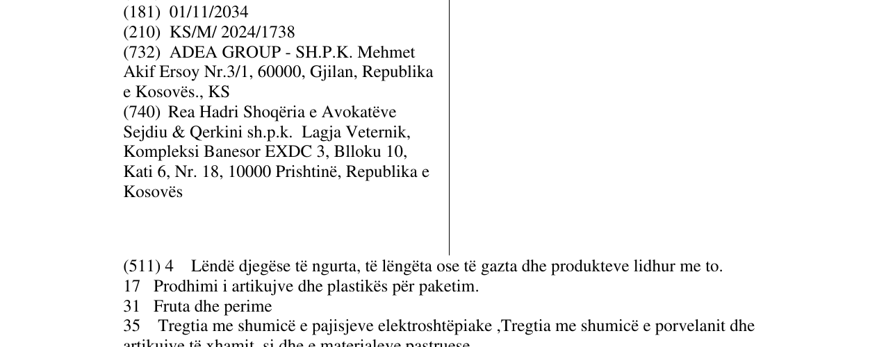 Zëri i markës DEA në buletin