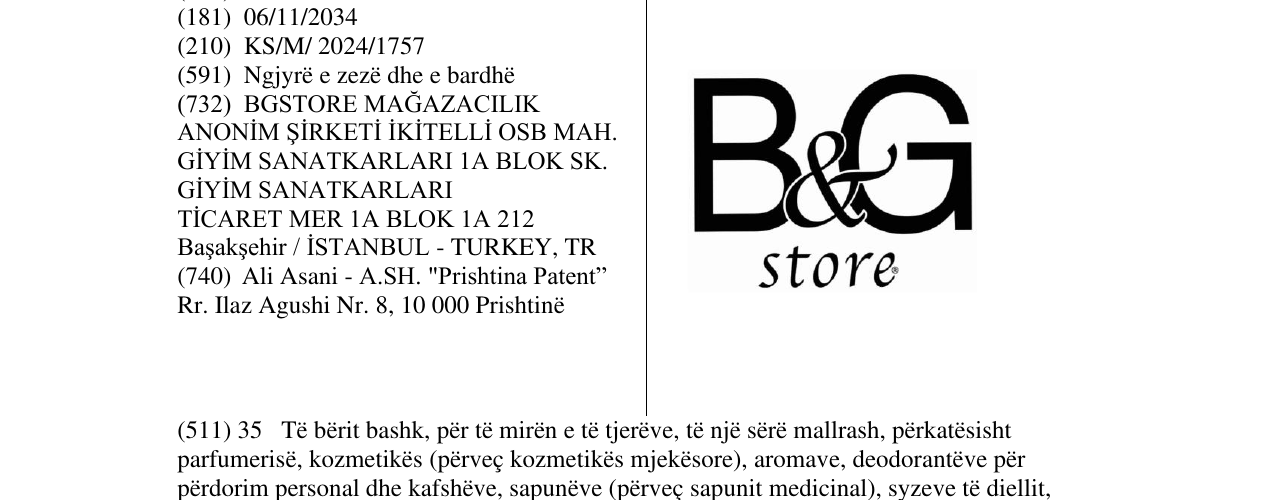 Zëri i markës B&G store në buletin