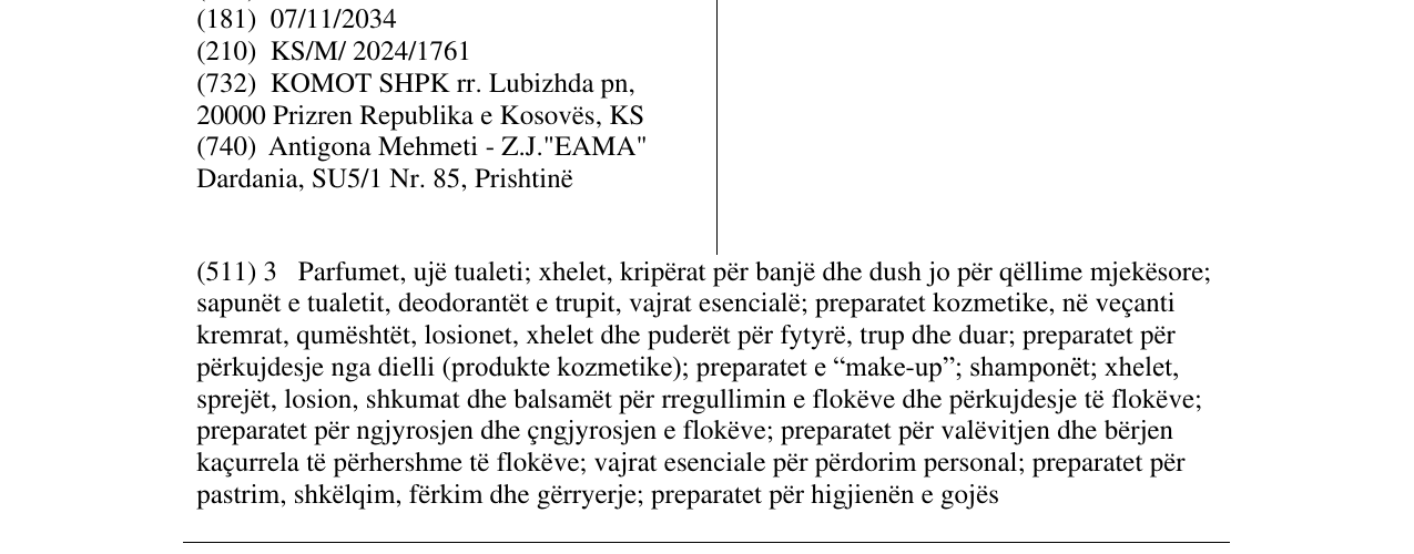 Zëri i markës Dr. Kom’s në buletin