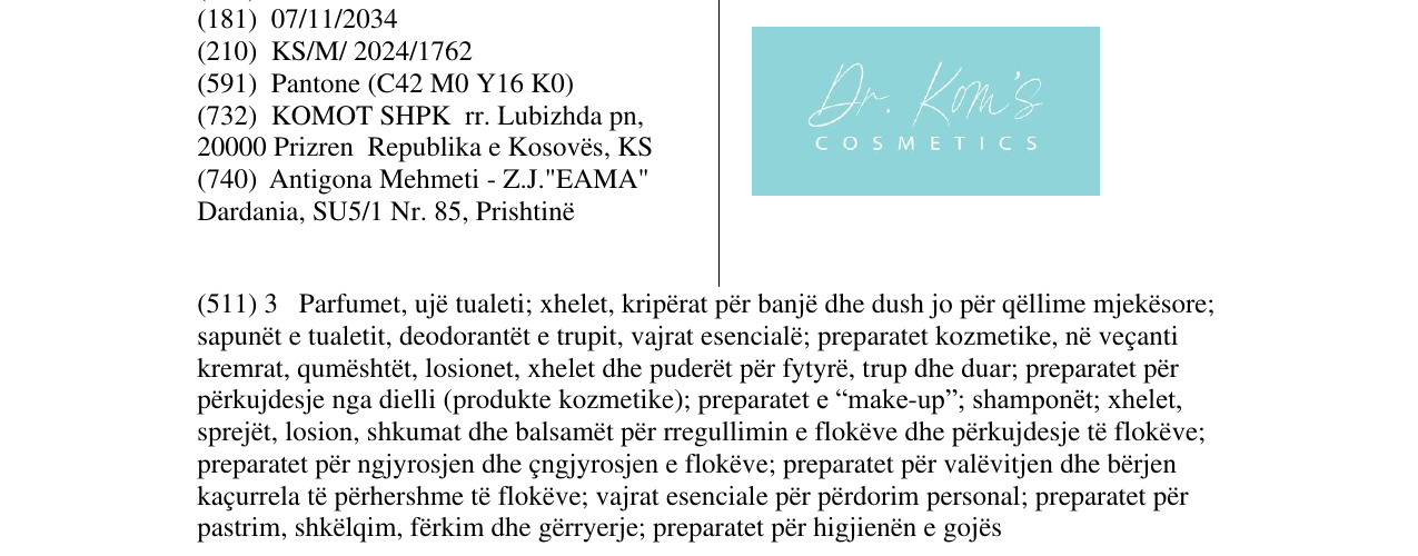 Zëri i markës Dr. Kom's në buletin